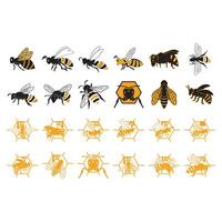 Icon set animal bee logo vector