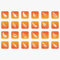 wings icon set vector