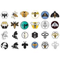 Icon set animal bee logo vector