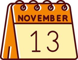 13th of November filled Sliped Retro Icon vector