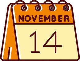 14th of November filled Sliped Retro Icon vector