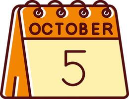 5th of October filled Sliped Retro Icon vector
