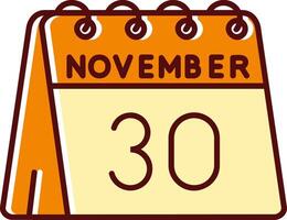 30th of November filled Sliped Retro Icon vector