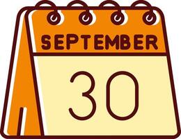 30th of September filled Sliped Retro Icon vector