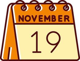 19th of November filled Sliped Retro Icon vector