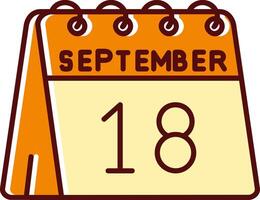 18th of September filled Sliped Retro Icon vector