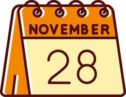 28th of November filled Sliped Retro Icon vector