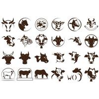 collection of cow logos vector