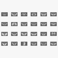 wings icon set vector