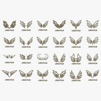 wings icon set vector