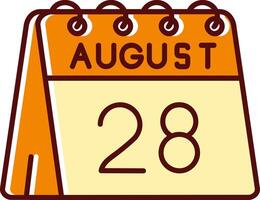 28th of August filled Sliped Retro Icon vector