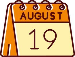 19th of August filled Sliped Retro Icon vector