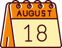 18th of August filled Sliped Retro Icon vector