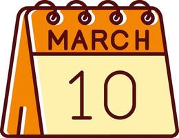 10th of March filled Sliped Retro Icon vector