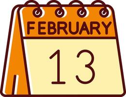 13th of February filled Sliped Retro Icon vector