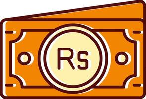 Rupee filled Sliped Retro Icon vector