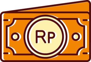 Indonesian rupiah filled Sliped Retro Icon vector