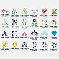 collection of abstract community logos vector