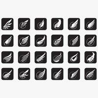 wings icon set vector