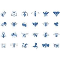 Icon set animal bee logo vector