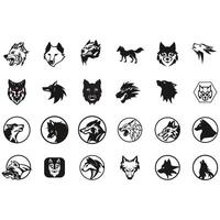 wolf icon set vector