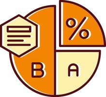Pie chart filled Sliped Retro Icon vector