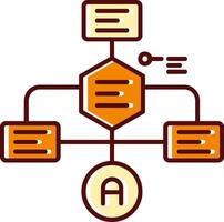 diagrama de flujo lleno resbaló retro icono vector