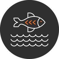 pescado azul lleno icono vector