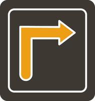 Turn Right Glyph Two Colour Icon vector