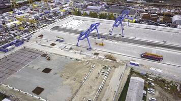 Top view of the industrial complex. Clip. Large production complex from a bird's eye view photo