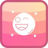 Wink Glyph Squre Colored Icon vector