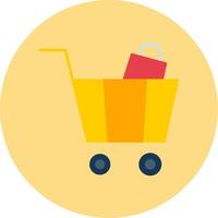 Cart Flat Circle Icon vector