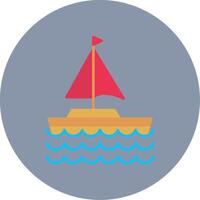 Sail Boat Flat Circle Icon vector