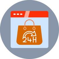 24 Hours Flat Circle Icon vector