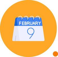 9th of February Long Circle Icon vector