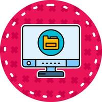 Data Line Filled Sticker Icon vector