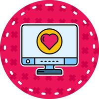 corazón línea lleno pegatina icono vector