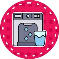 dispensador línea lleno pegatina icono vector