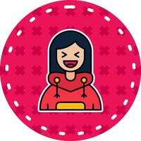 risa línea lleno pegatina icono vector