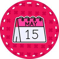 15th of May Line Filled Sticker Icon vector