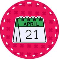 21st of April Line Filled Sticker Icon vector