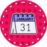 31st of January Line Filled Sticker Icon vector