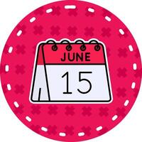 15th of June Line Filled Sticker Icon vector