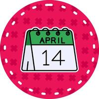 14th of April Line Filled Sticker Icon vector