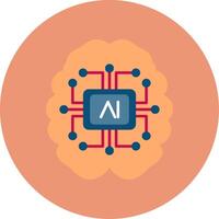 Artificial Intelligence Flat Circle Icon vector