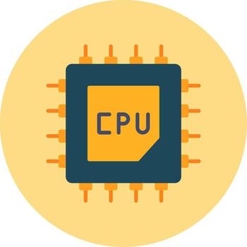 Processor Flat Circle Icon vector