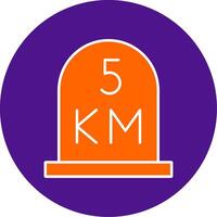 kilometer Line Filled Circle Icon vector