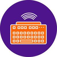 Wireless Keyboard Line Filled Circle Icon vector
