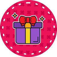 Gift Line Filled Sticker Icon vector