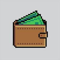 Pixel art illustration Wallet. Pixelated Money Wallet. Money Wallet card Icon. pixelated for the pixel art game and icon for website and video game. old school retro. vector